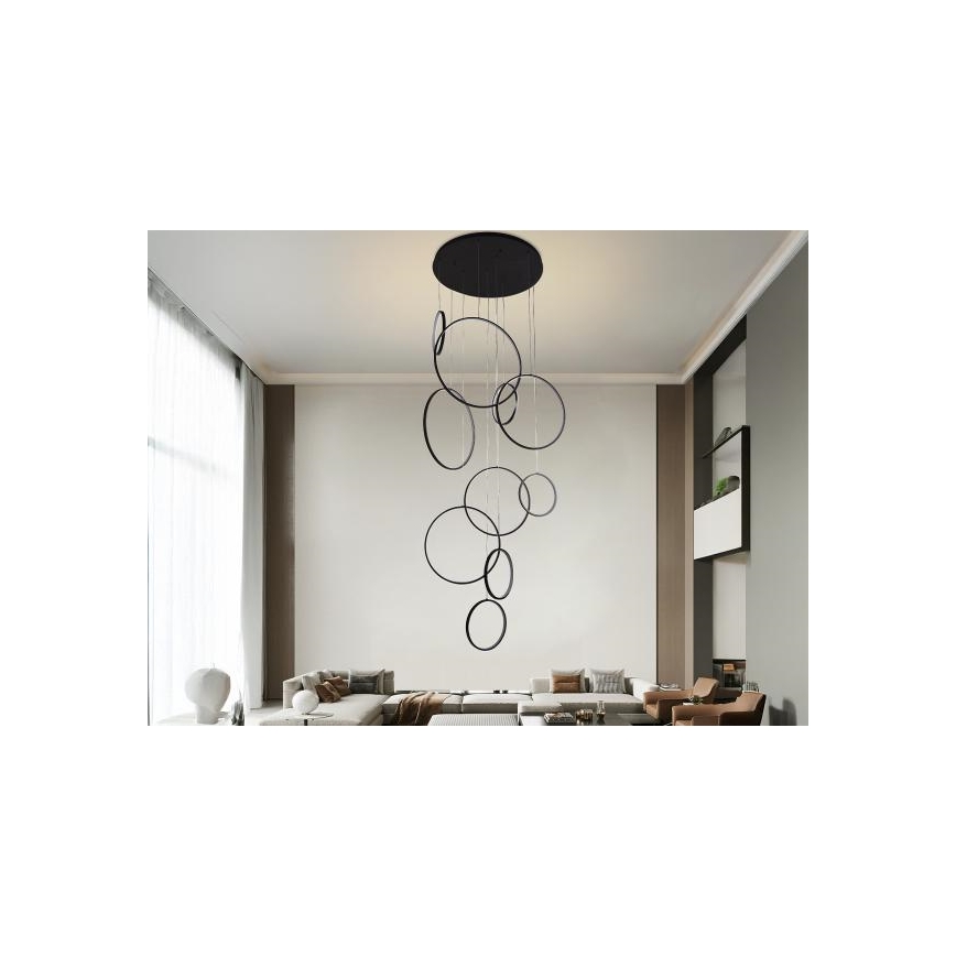 LED ljusreglerad ljuskrona på textilsladd LED/290W/230V 3000-6500K + fjärrkontroll