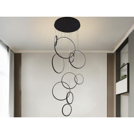 LED ljusreglerad ljuskrona på textilsladd LED/290W/230V 3000-6500K diameter 60 cm + fjärrkontroll