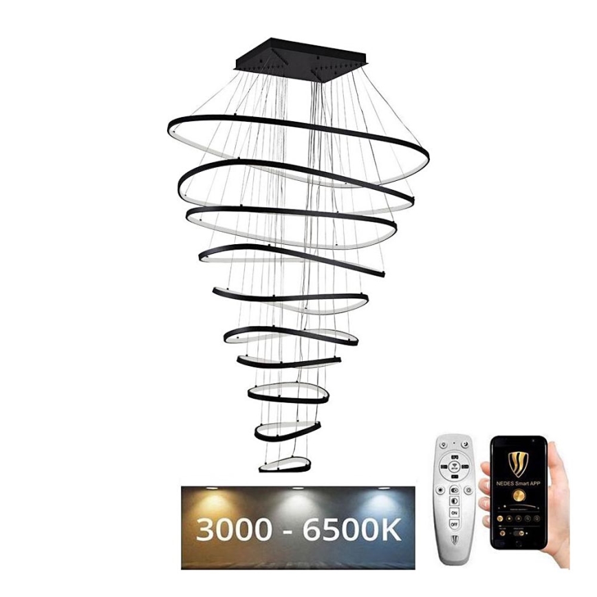 LED ljusreglerad ljuskrona på textilsladd LED/370W/230V 3000-6500K + fjärrkontroll