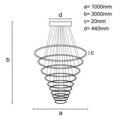 LED ljusreglerad ljuskrona på textilsladd LED/370W/230V 3000-6500K + fjärrkontroll