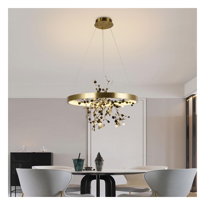 LED ljusreglerad ljuskrona på textilsladd LED/40W/230V 3000-6500K guld + fjärrkontroll