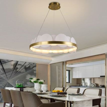 LED ljusreglerad ljuskrona på textilsladd LED/40W/230V 3000-6500K guld + fjärrkontroll
