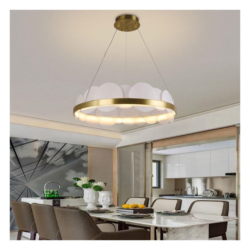 LED ljusreglerad ljuskrona på textilsladd LED/40W/230V 3000-6500K guld + fjärrkontroll