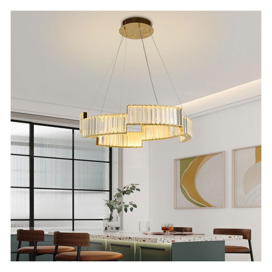LED Ljusreglerad kristall ljuskrona på snöre LED/40W/230V 3000-6500K guld + fjärrkontroll