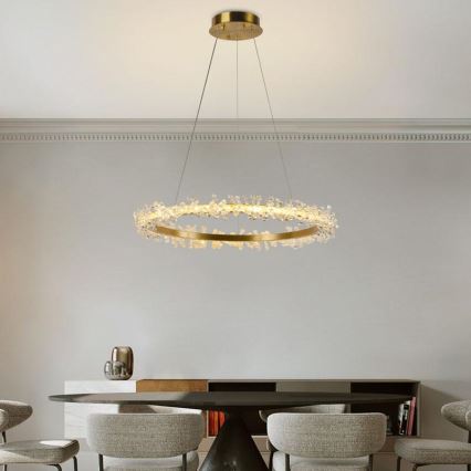 LED Ljusreglerad kristall ljuskrona på snöre LED/40W/230V 3000-6500K guld + fjärrkontroll