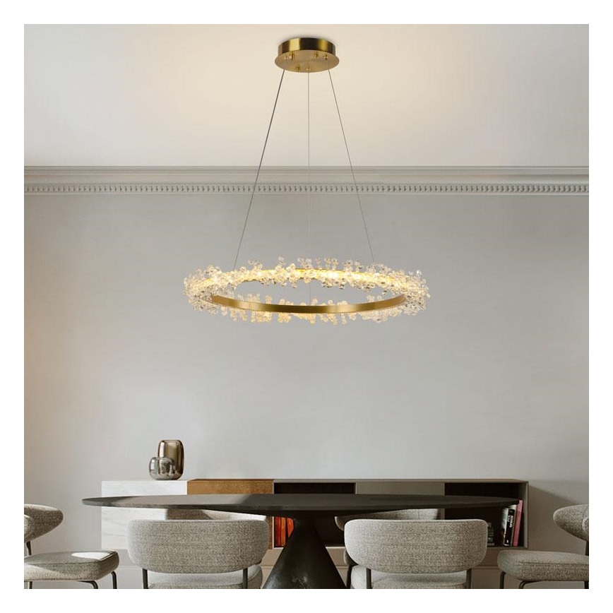 LED Ljusreglerad kristall ljuskrona på snöre LED/40W/230V 3000-6500K guld + fjärrkontroll