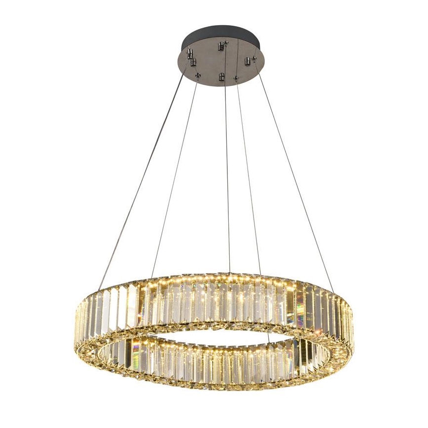 LED Dimbar kristallkronkrona på snöre LED/40W/230V 3000-6500K skinande krom + fjärrkontroll