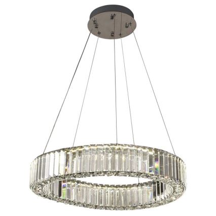 LED Dimbar kristallkronkrona på snöre LED/40W/230V 3000-6500K skinande krom + fjärrkontroll