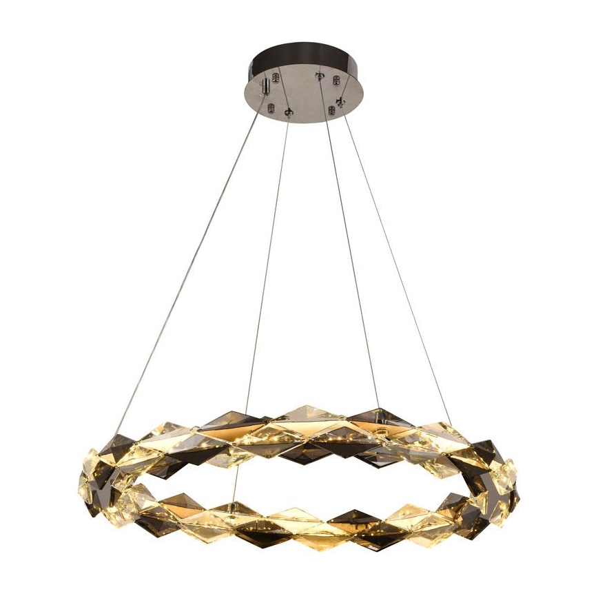 LED Dimbar kristallkronkrona på snöre LED/40W/230V 3000-6500K skinande krom + fjärrkontroll