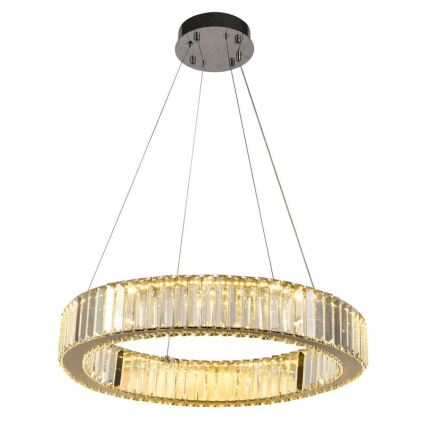LED Dimbar kristallkronkrona på snöre LED/40W/230V 3000-6500K skinande krom + fjärrkontroll