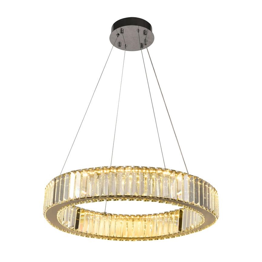 LED Dimbar kristallkronkrona på snöre LED/40W/230V 3000-6500K skinande krom + fjärrkontroll