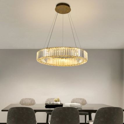 LED Ljusreglerad kristall ljuskrona på snöre LED/40W/230V 3000-6500K krom/guld + fjärrkontroll