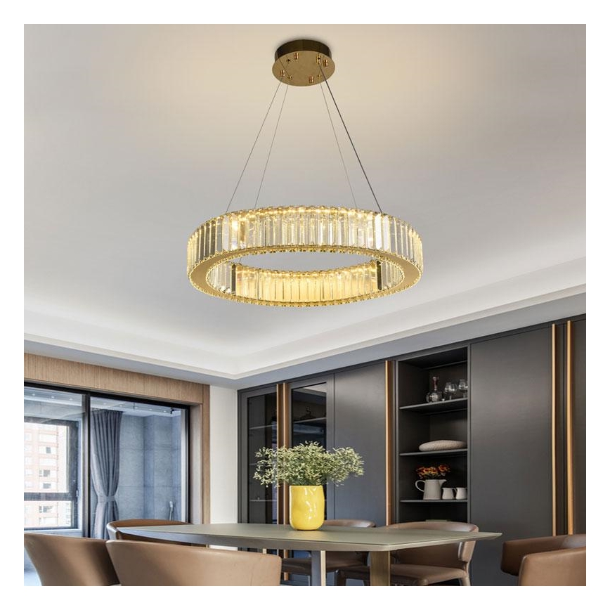 LED Ljusreglerad kristall ljuskrona på snöre LED/40W/230V 3000-6500K krom/guld + fjärrkontroll