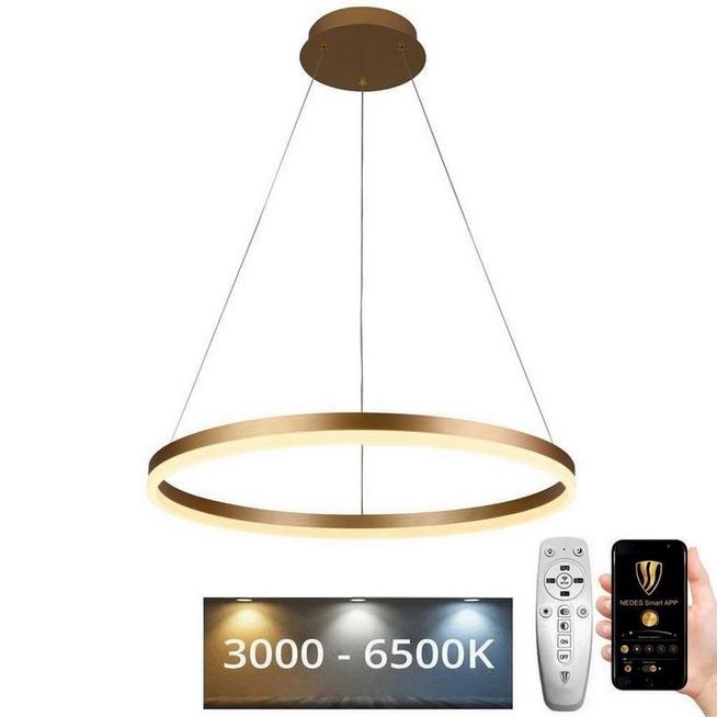 LED ljusreglerad ljuskrona på textilsladd LED/42W/230V 3000-6500K diameter 60 cm + fjärrkontroll