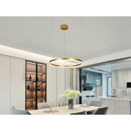 LED ljusreglerad ljuskrona på textilsladd LED/42W/230V 3000-6500K diameter 60 cm + fjärrkontroll