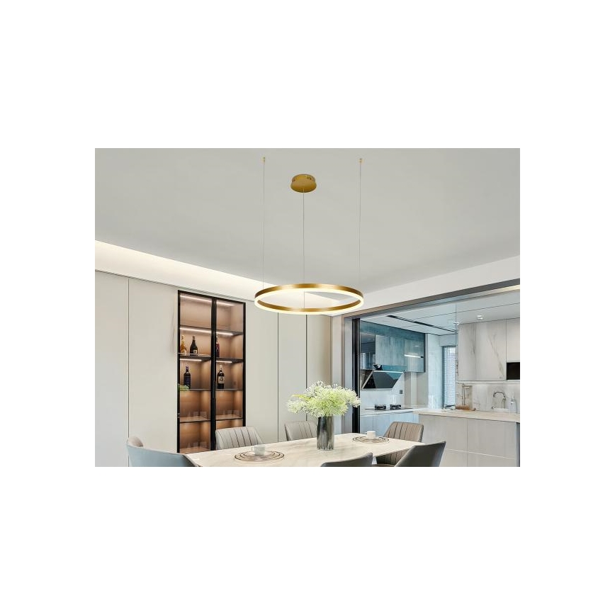 LED ljusreglerad ljuskrona på textilsladd LED/42W/230V 3000-6500K diameter 60 cm + fjärrkontroll