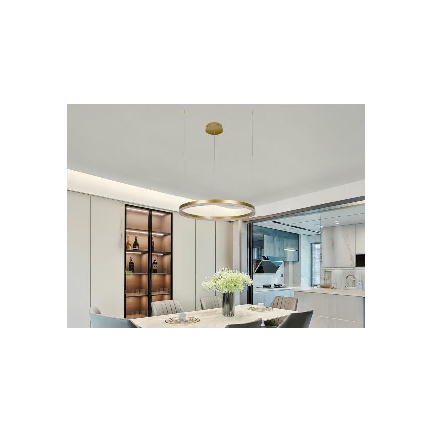 LED ljusreglerad ljuskrona på textilsladd LED/42W/230V 3000-6500K diameter 60 cm + fjärrkontroll