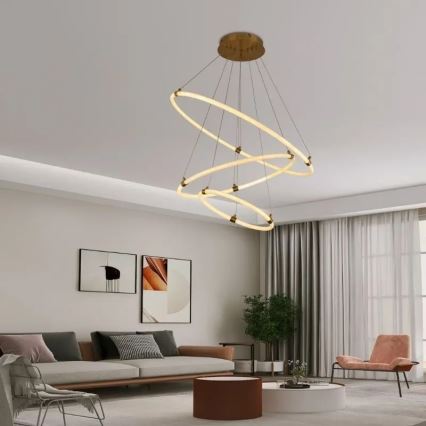 LED ljusreglerad ljuskrona på textilsladd LED/45W/230V 3000-6500K + fjärrkontroll