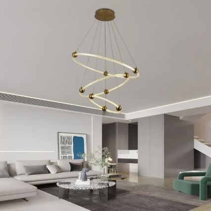 LED ljusreglerad ljuskrona på textilsladd LED/45W/230V 3000-6500K + fjärrkontroll