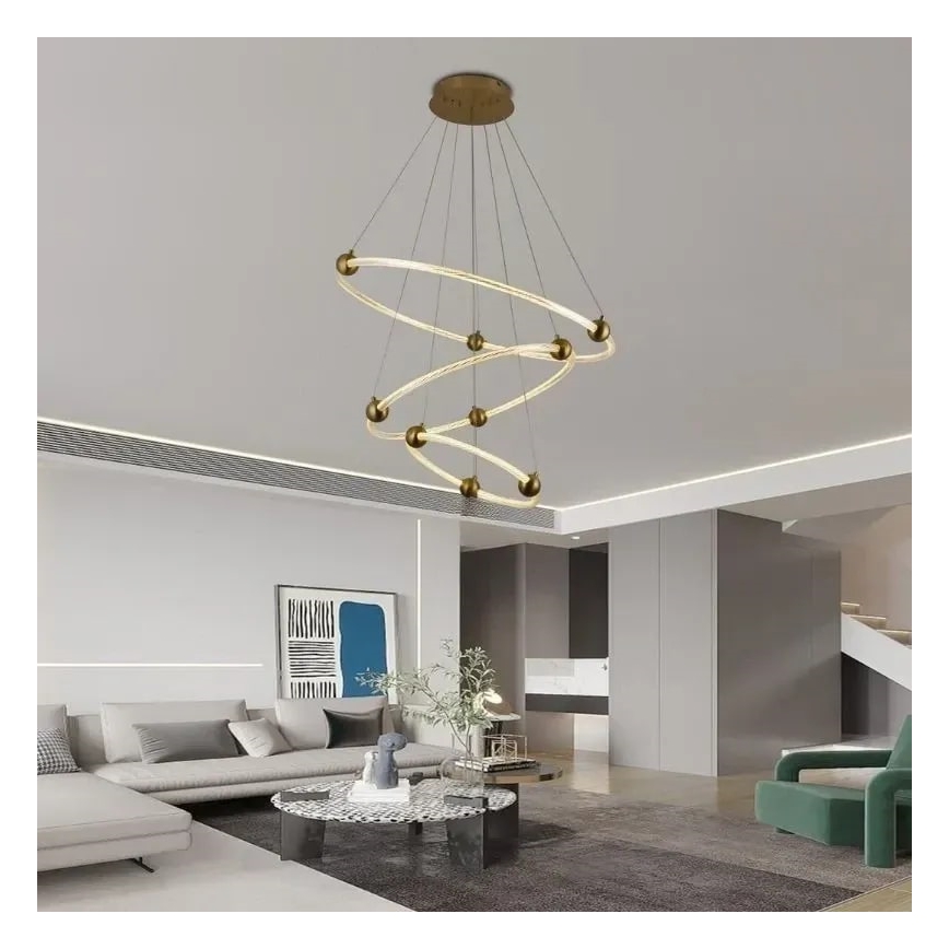 LED ljusreglerad ljuskrona på textilsladd LED/45W/230V 3000-6500K + fjärrkontroll