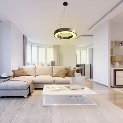LED ljusreglerad ljuskrona på textilsladd LED/45W/230V 3000-6500K svart + fjärrkontroll