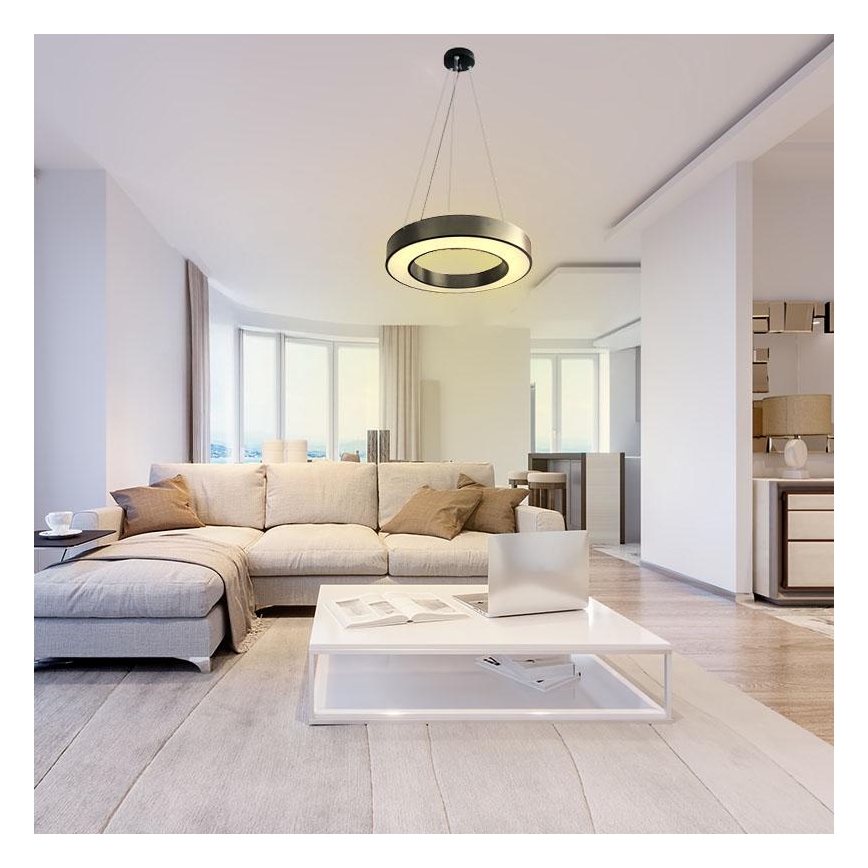 LED ljusreglerad ljuskrona på textilsladd LED/45W/230V 3000-6500K svart + fjärrkontroll