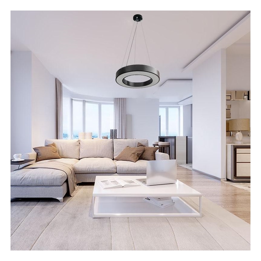 LED ljusreglerad ljuskrona på textilsladd LED/45W/230V 3000-6500K svart + fjärrkontroll