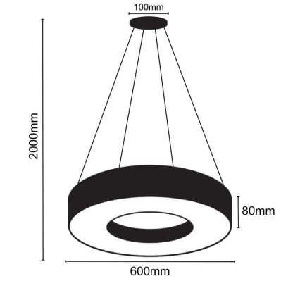 LED ljusreglerad ljuskrona på textilsladd LED/45W/230V 3000-6500K svart + fjärrkontroll