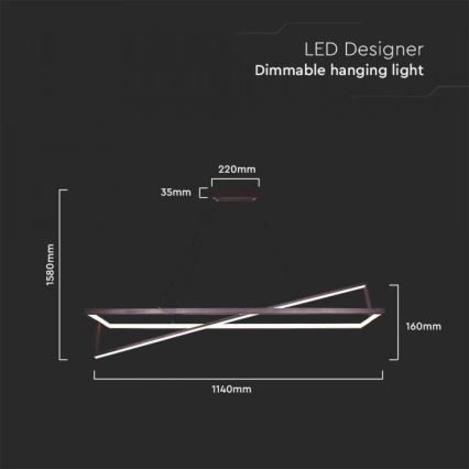 LED ljusreglerad ljuskrona på textilsladd LED/45W/230V 3000K 114 cm svart