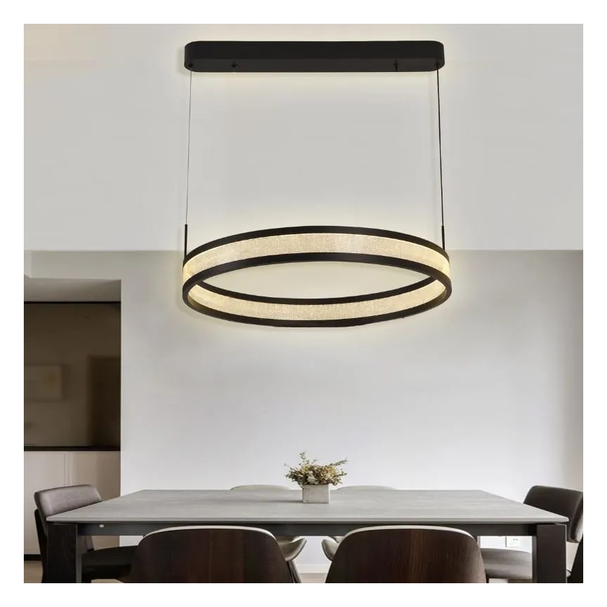LED ljusreglerad ljuskrona på textilsladd LED/45W/230V 3000-6500K svart + fjärrkontroll