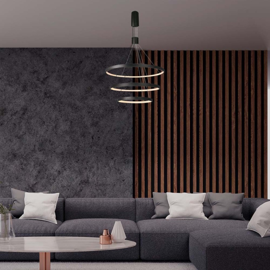 LED ljusreglerad ljuskrona på textilsladd LED/46W/230V 3000K svart