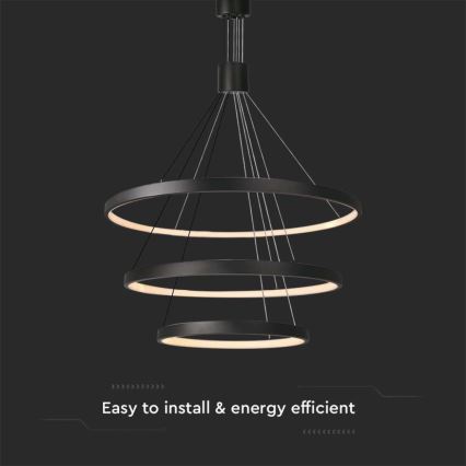 LED ljusreglerad ljuskrona på textilsladd LED/46W/230V 3000K svart