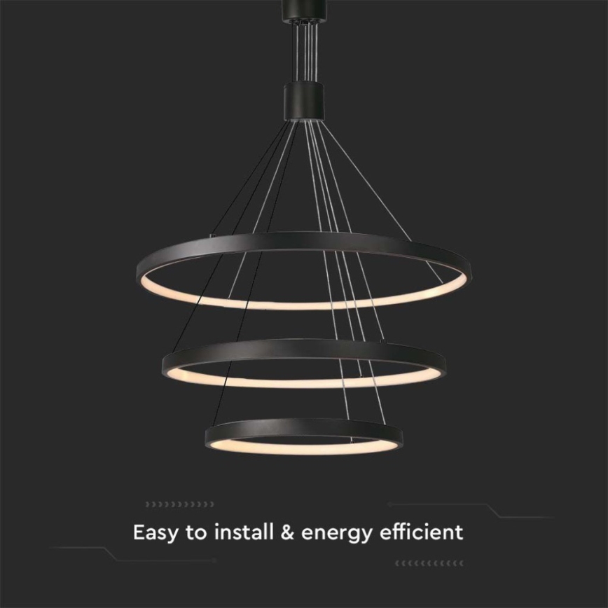 LED ljusreglerad ljuskrona på textilsladd LED/46W/230V 3000K svart