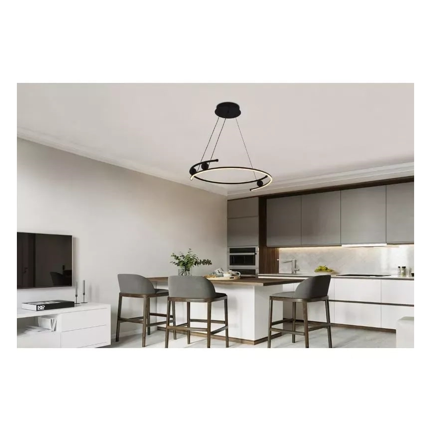 LED ljusreglerad ljuskrona på textilsladd LED/50W/230V 3000-6500K diameter 60 cm + fjärrkontroll