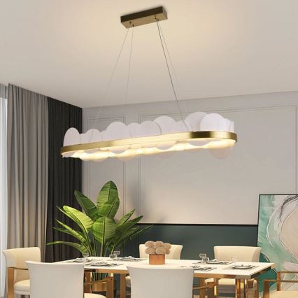 LED ljusreglerad ljuskrona på textilsladd LED/50W/230V 3000-6500K guld + fjärrkontroll