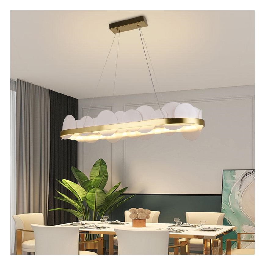 LED ljusreglerad ljuskrona på textilsladd LED/50W/230V 3000-6500K guld + fjärrkontroll