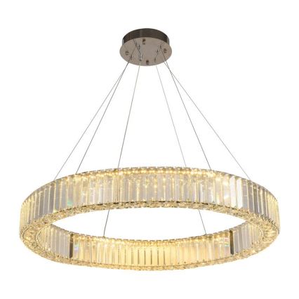 LED Dimbar kristallkronkrona på snöre LED/50W/230V 3000-6500K skinande krom + fjärrkontroll