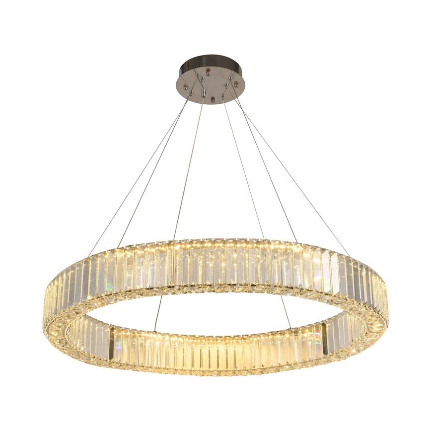 LED Dimbar kristallkronkrona på snöre LED/50W/230V 3000-6500K skinande krom + fjärrkontroll
