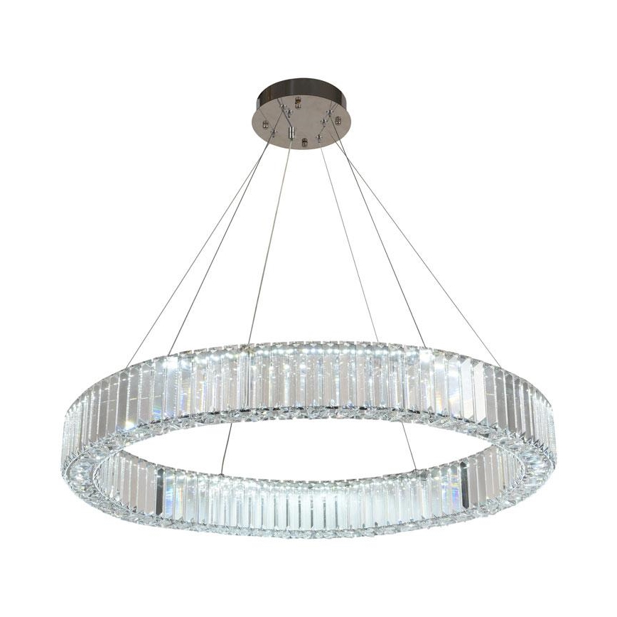 LED Dimbar kristallkronkrona på snöre LED/50W/230V 3000-6500K skinande krom + fjärrkontroll