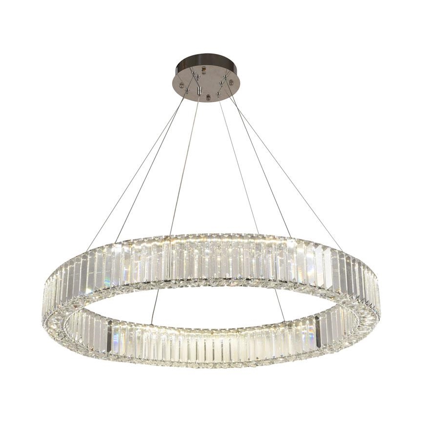 LED Dimbar kristallkronkrona på snöre LED/50W/230V 3000-6500K skinande krom + fjärrkontroll