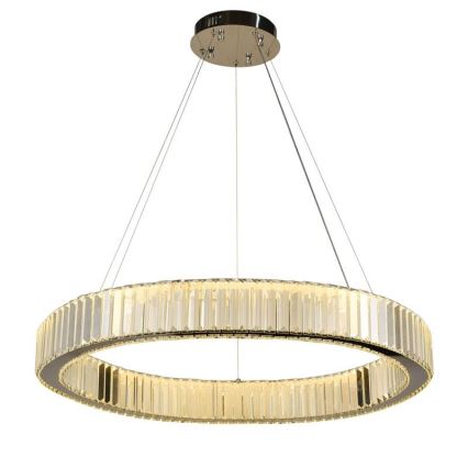 LED Dimbar kristallkronkrona på snöre LED/50W/230V 3000-6500K skinande krom + fjärrkontroll