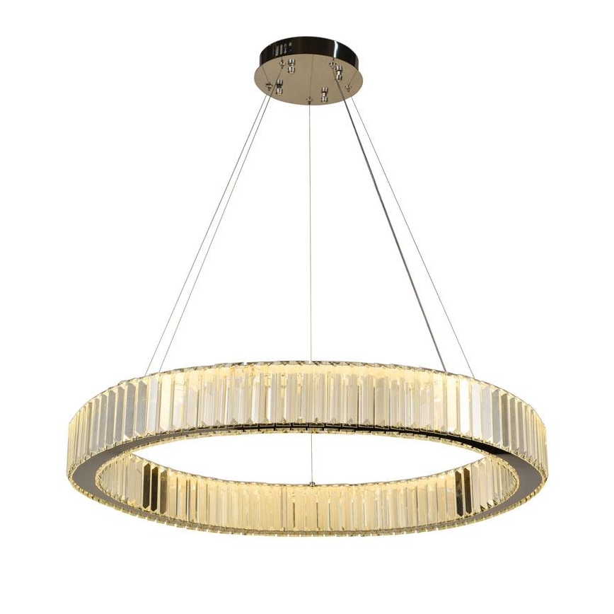 LED Dimbar kristallkronkrona på snöre LED/50W/230V 3000-6500K skinande krom + fjärrkontroll