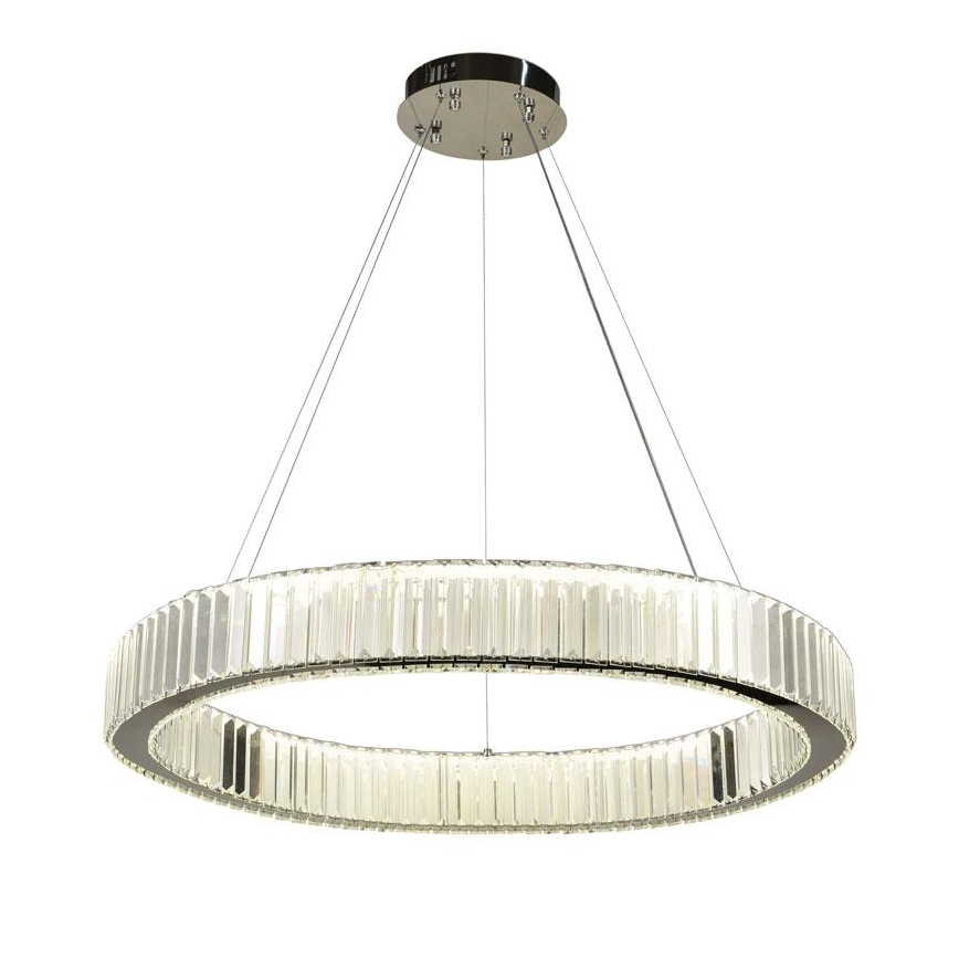 LED Dimbar kristallkronkrona på snöre LED/50W/230V 3000-6500K skinande krom + fjärrkontroll