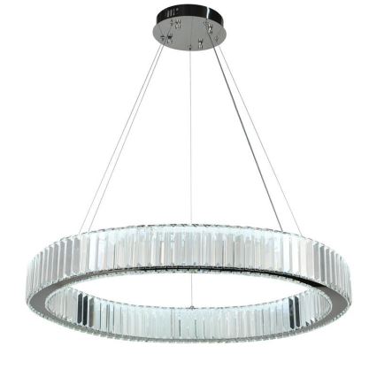 LED Dimbar kristallkronkrona på snöre LED/50W/230V 3000-6500K skinande krom + fjärrkontroll