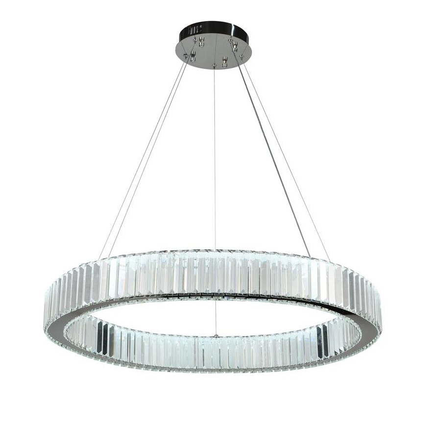 LED Dimbar kristallkronkrona på snöre LED/50W/230V 3000-6500K skinande krom + fjärrkontroll