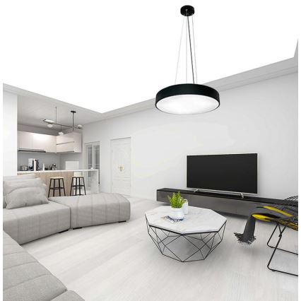 LED ljusreglerad ljuskrona på textilsladd LED/50W/230V 3000-6500K svart + fjärrkontroll