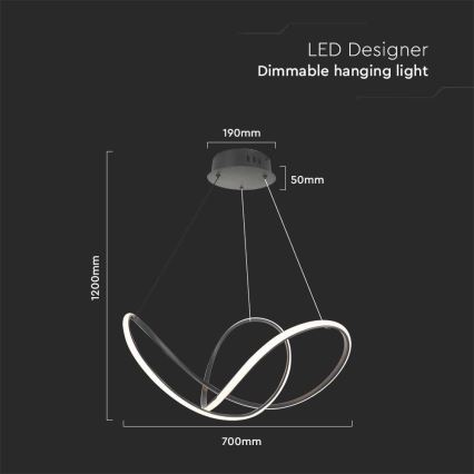 LED ljusreglerad ljuskrona på textilsladd LED/50W/230V 3000K svart
