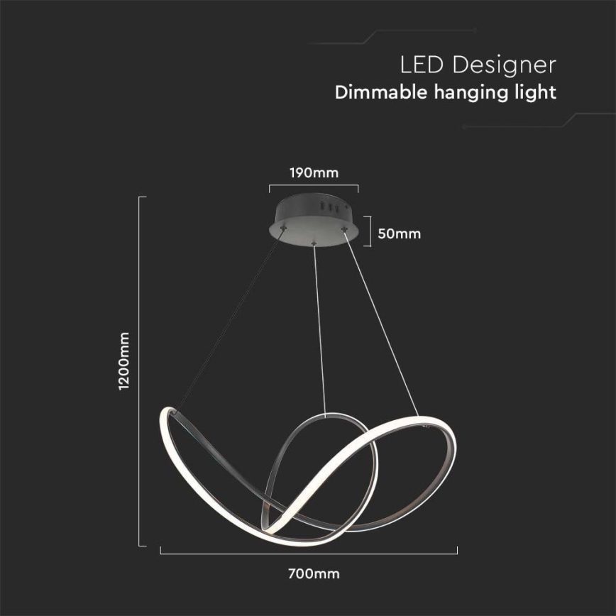 LED ljusreglerad ljuskrona på textilsladd LED/50W/230V 3000K svart