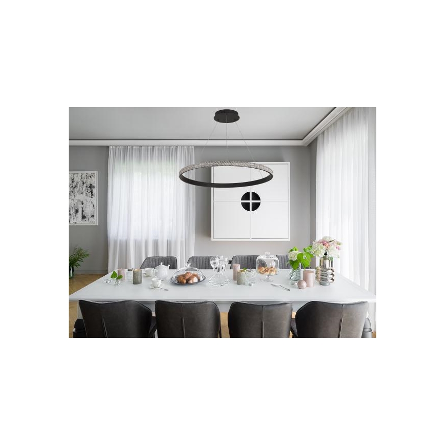 LED ljusreglerad ljuskrona på textilsladd LED/55W/230V 3000-6500K + fjärrkontroll