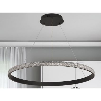 LED ljusreglerad ljuskrona på textilsladd LED/55W/230V 3000-6500K + fjärrkontroll